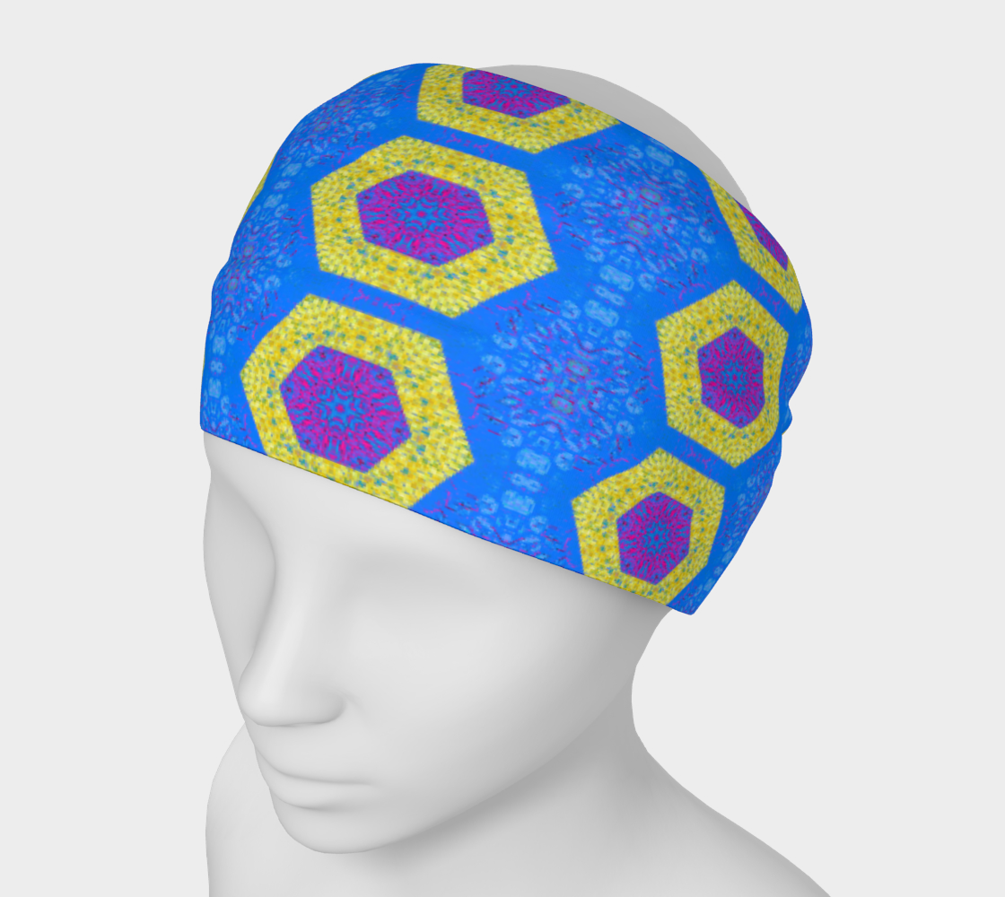 Hexagon in Yellow and Purple on Blue preview