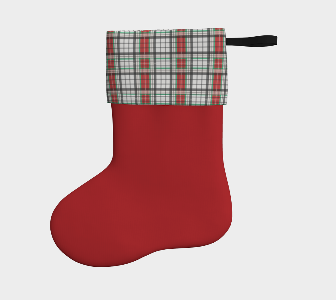 Red Stocking with Classic Plaid Foldover preview #2