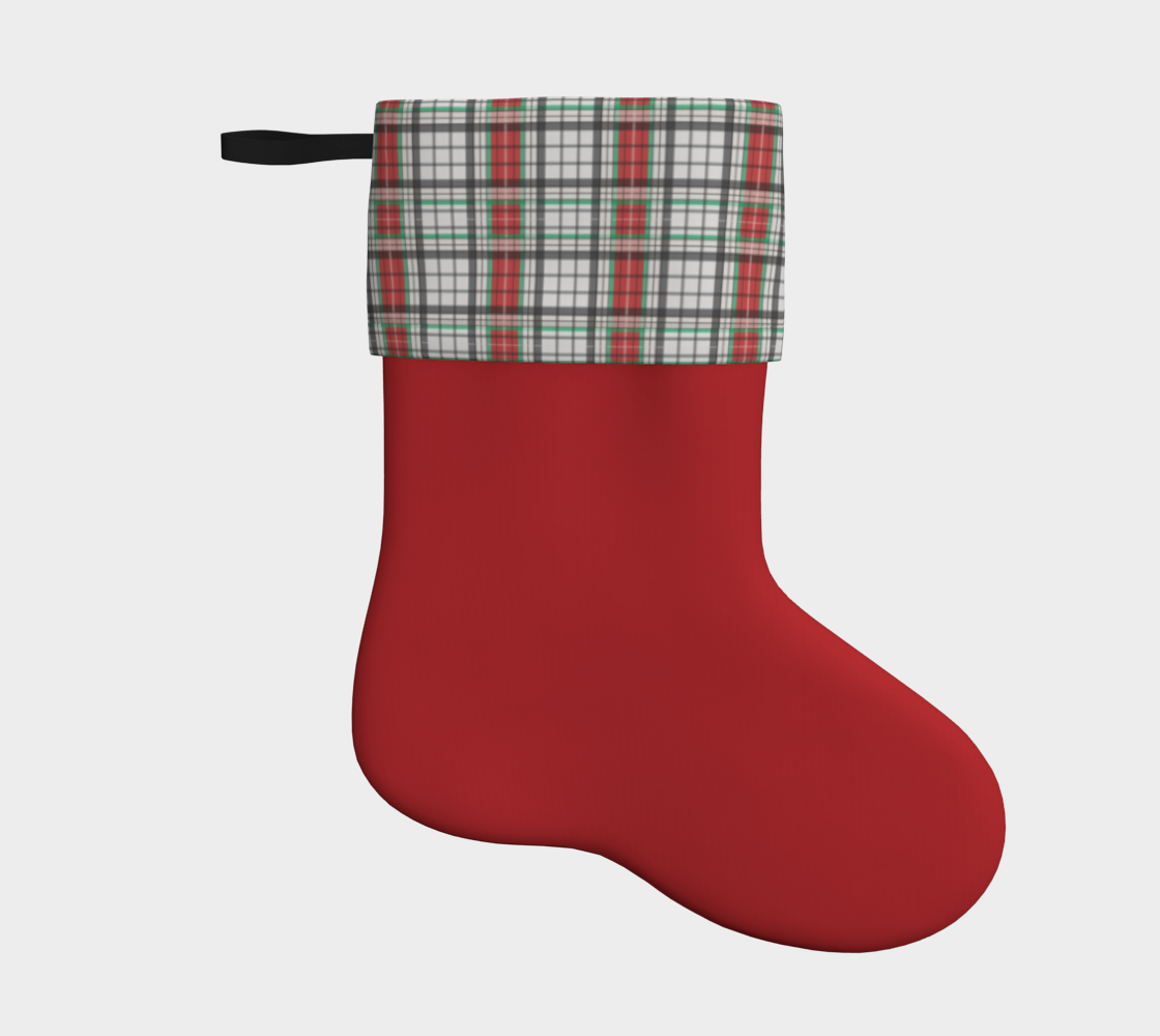 Red Stocking with Classic Plaid Foldover Miniature #2
