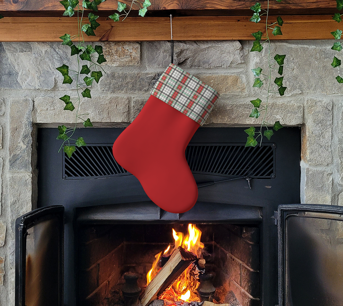 Red Stocking with Classic Plaid Foldover preview #3