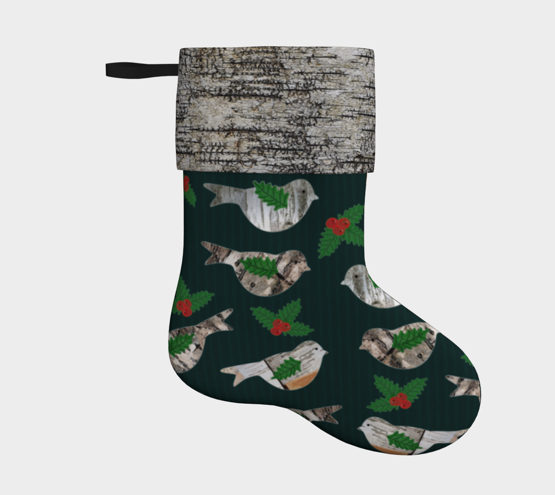 Birch Bark Birds Red Holly Berry Rustic preview