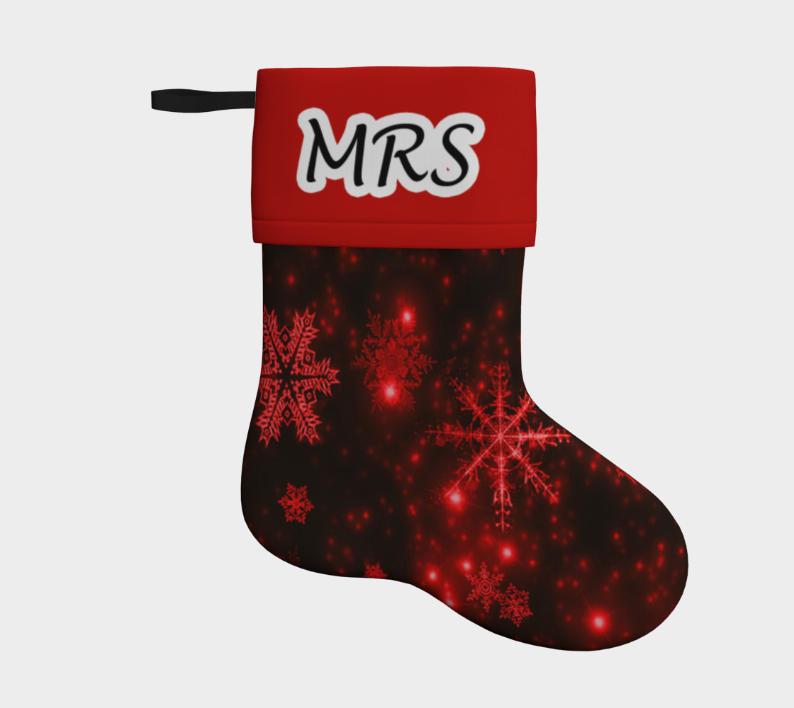 Aperçu de MRS Deep Red and Bright Snowflakes Christmas Stocking