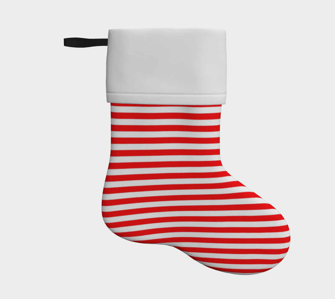 red white horizontal stripes holiday christmas stocking preview