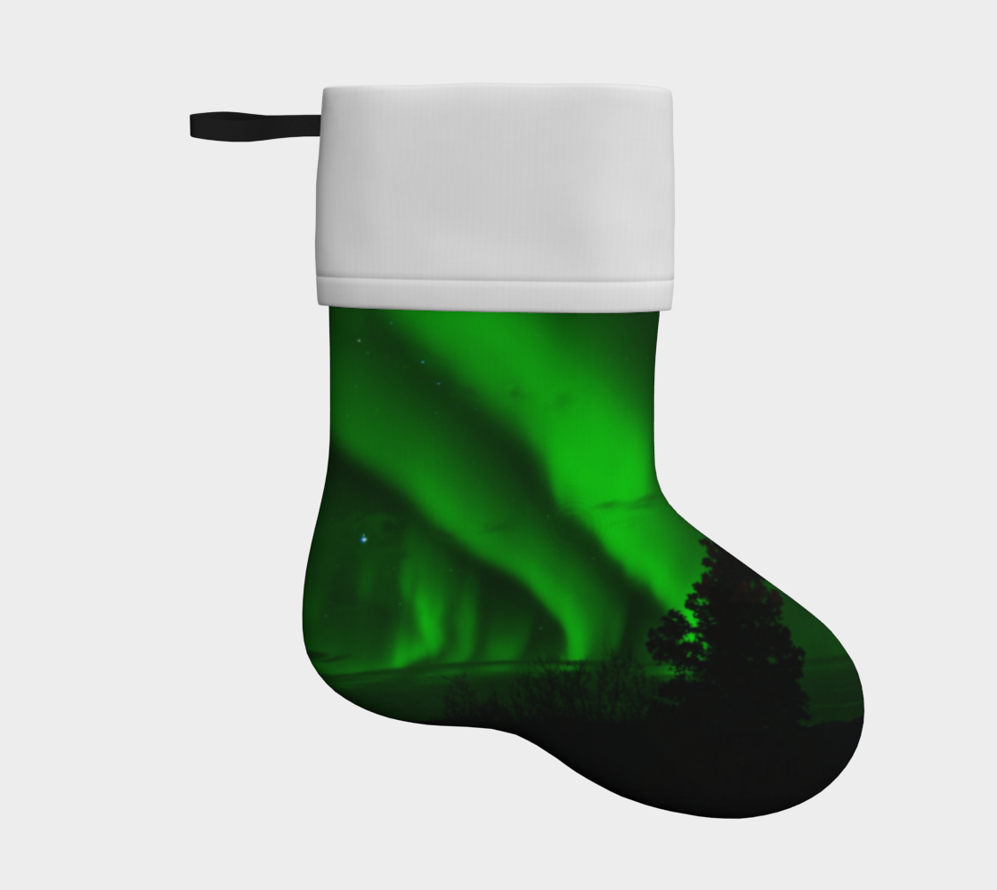 Aperçu de aurora borealis green holiday christmas stocking #1