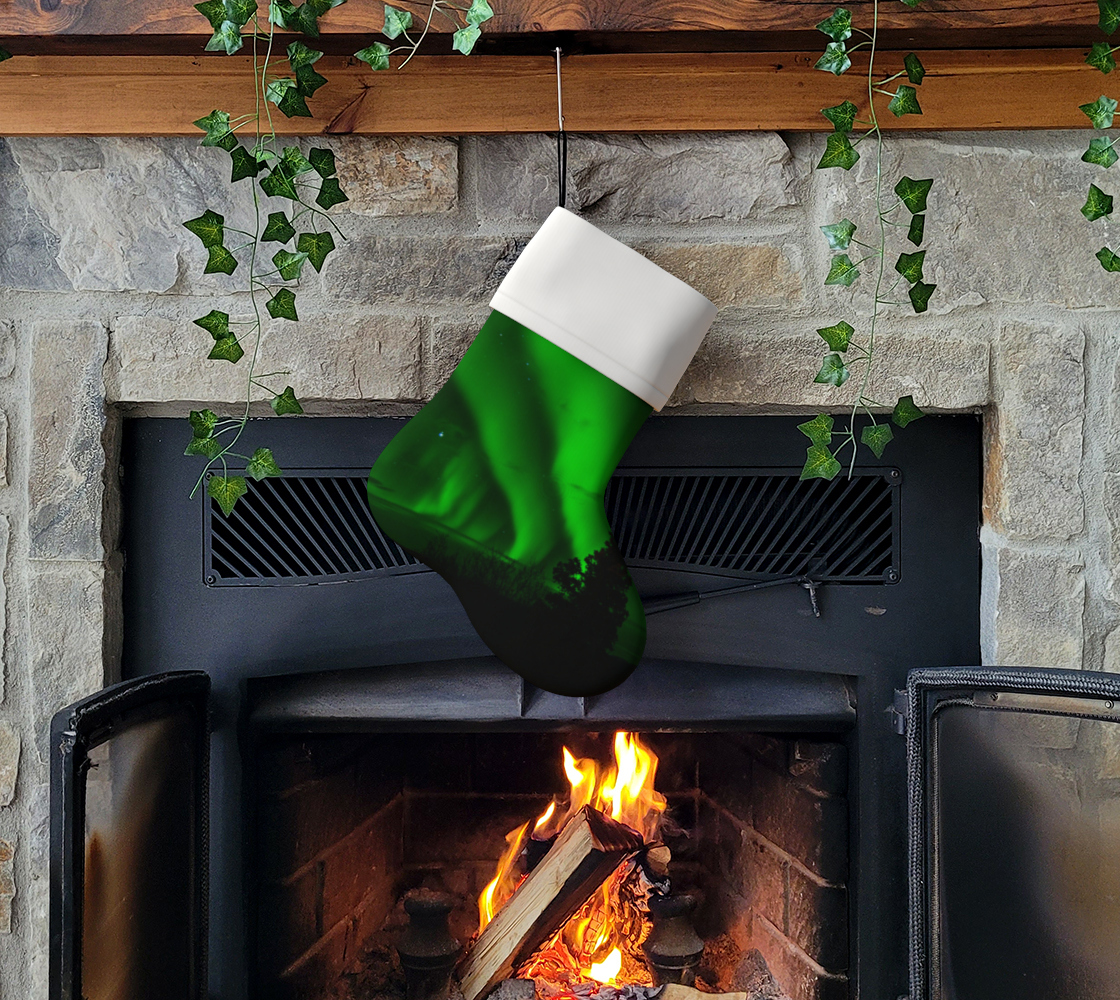 Aperçu de aurora borealis green holiday christmas stocking #3