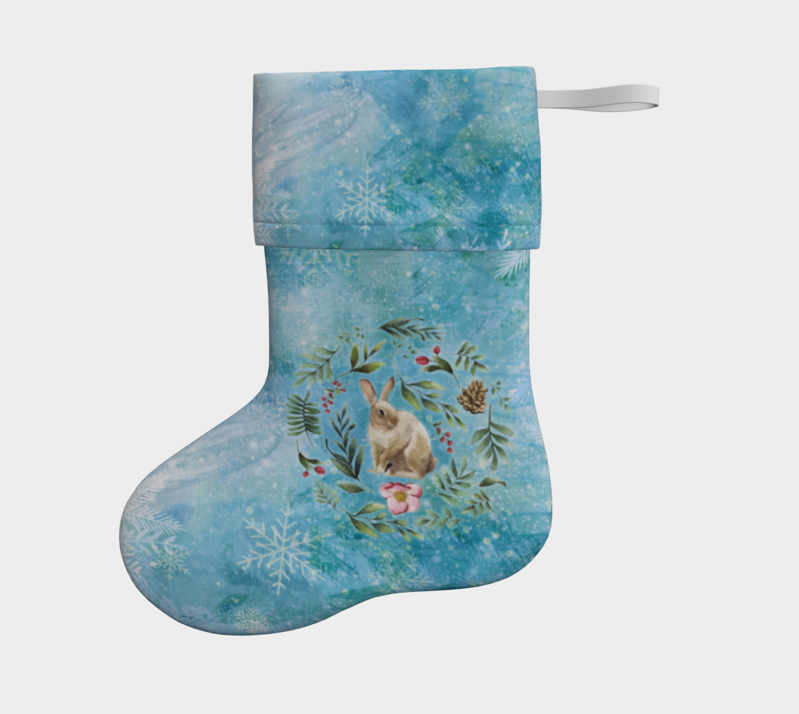 Watercolor Woodland Rabbit Stocking preview #2