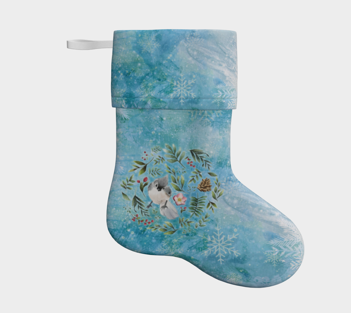 Watercolor Woodland Bird Stocking 3D preview