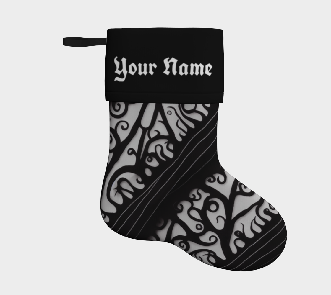 Black & White Gothic Christmas Stocking - Add Your Name! preview