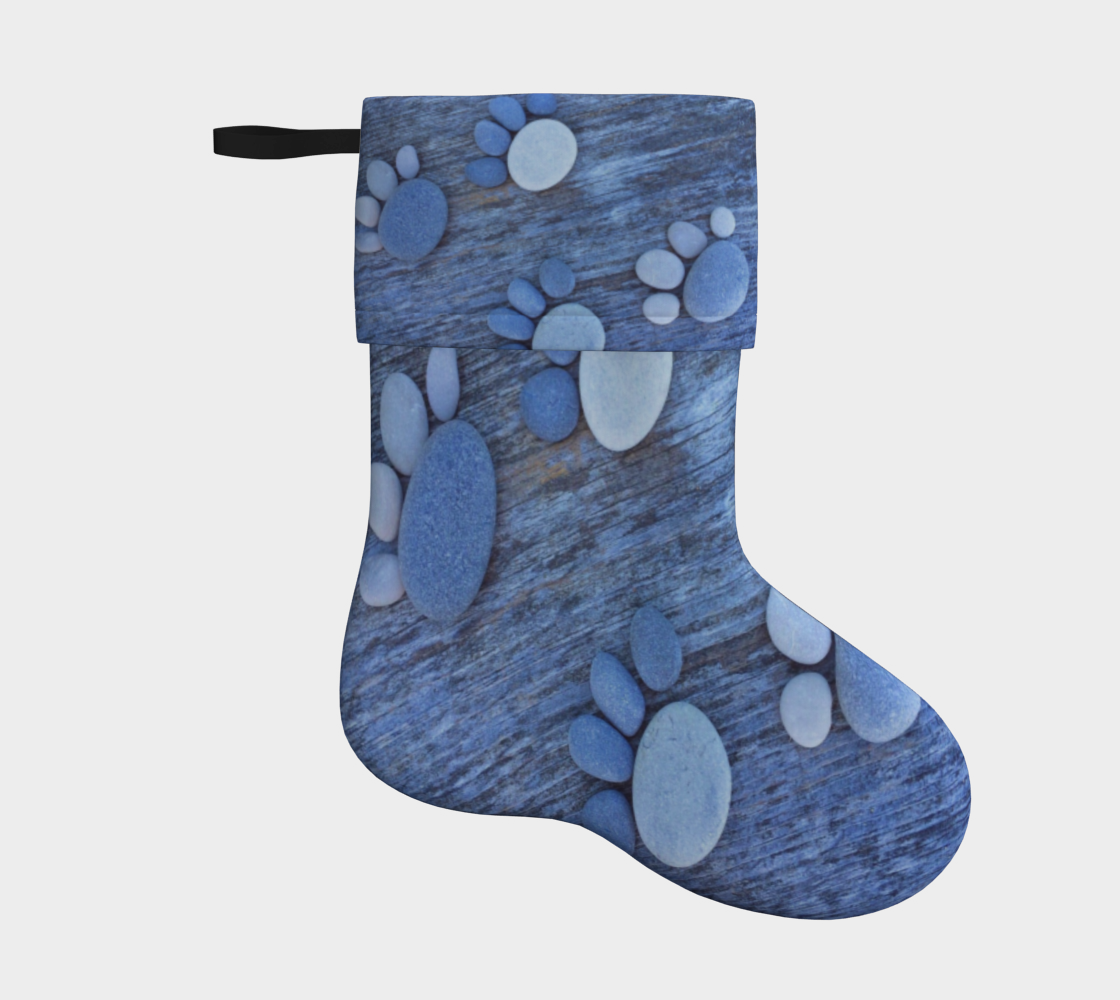 Blue Dog Paw Prints Christmas Stocking preview