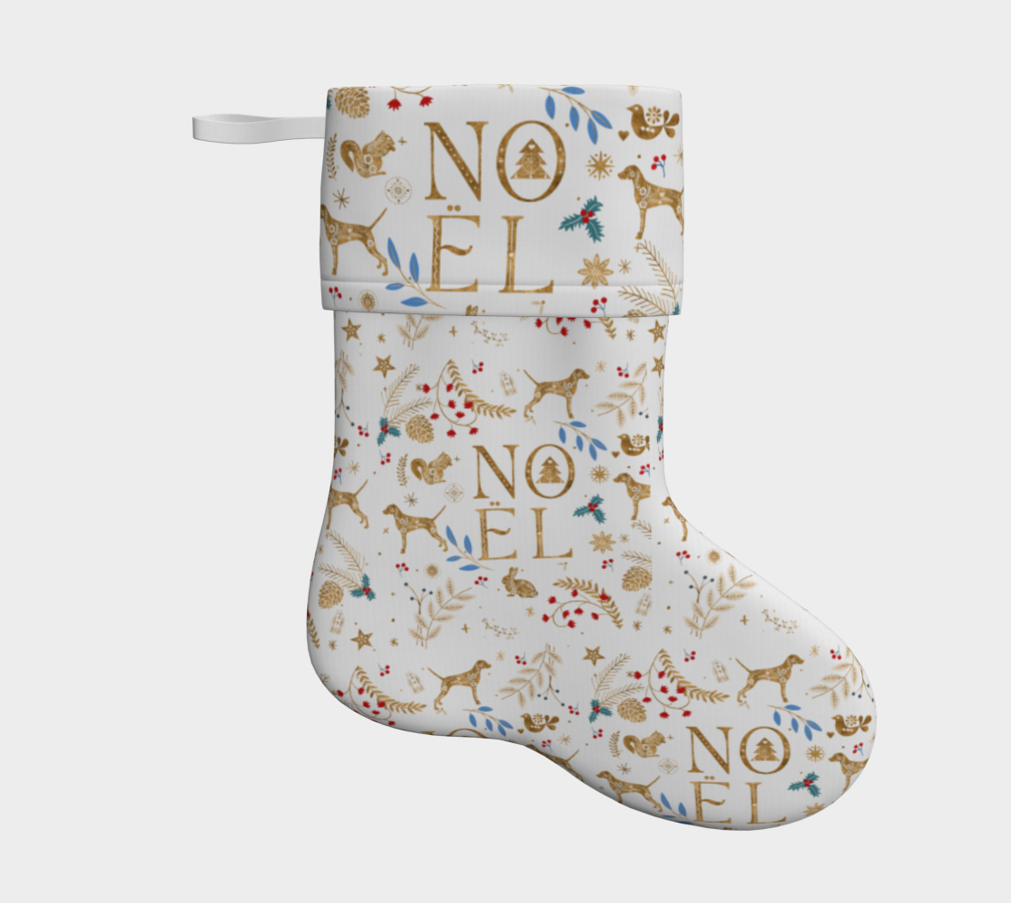 Noël Golden Weimaraners on white xmas stocking preview