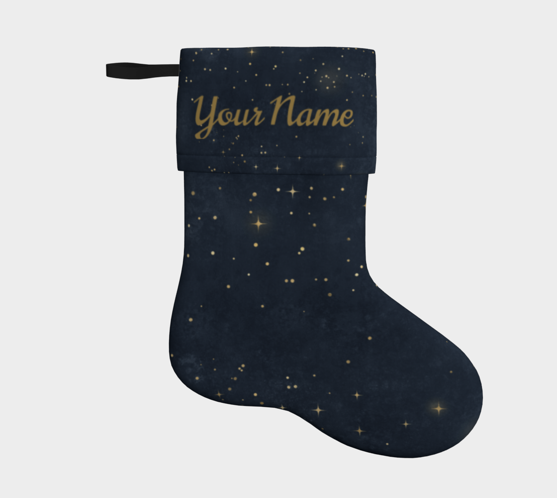 Blue Velveteen Christmas Stocking with Gold Stars Ver2 preview