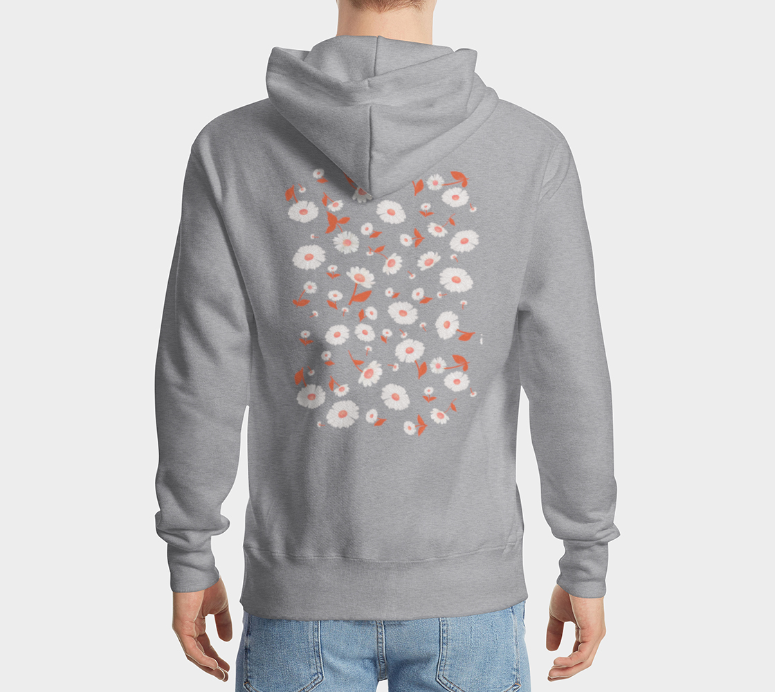 Daisies Pattern - Orange Peach Pullover Hoodie preview #2