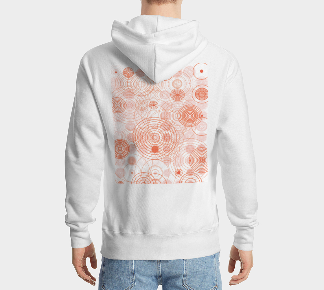 DTG Pullover Hoodie Concentric Circles Peaches White Background preview #2