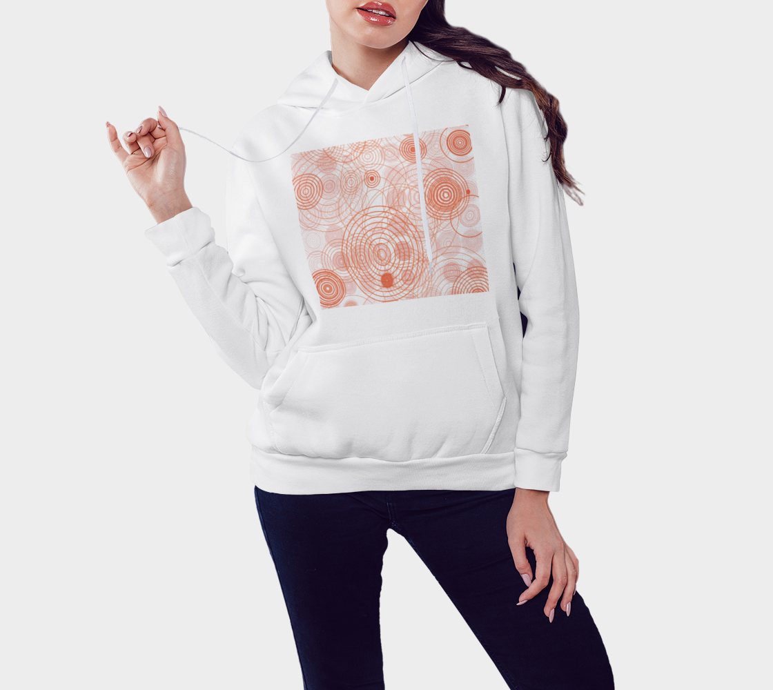 DTG Pullover Hoodie Concentric Circles Peaches White Background preview #3