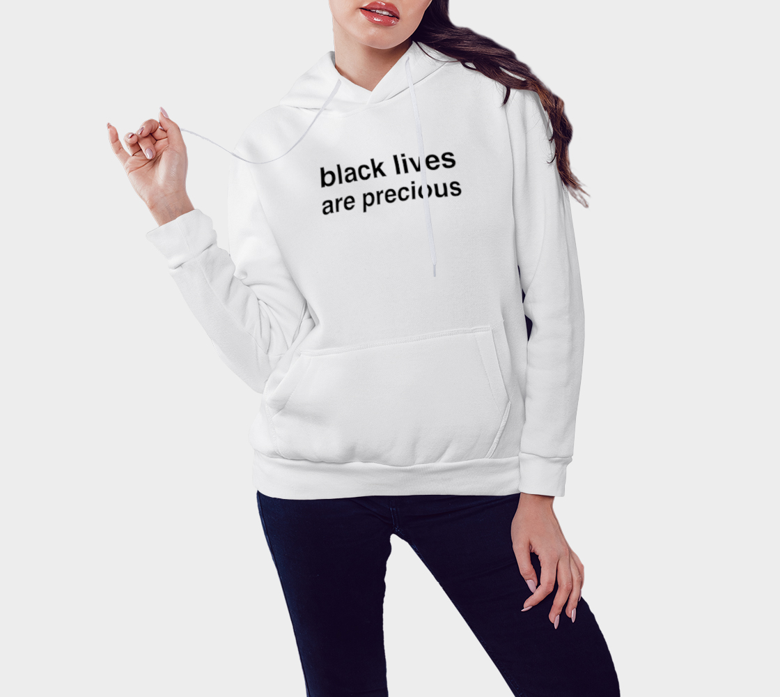 BLACK LIVES ARE PRECIOUS Pullover Hoodie (black ink) preview #3