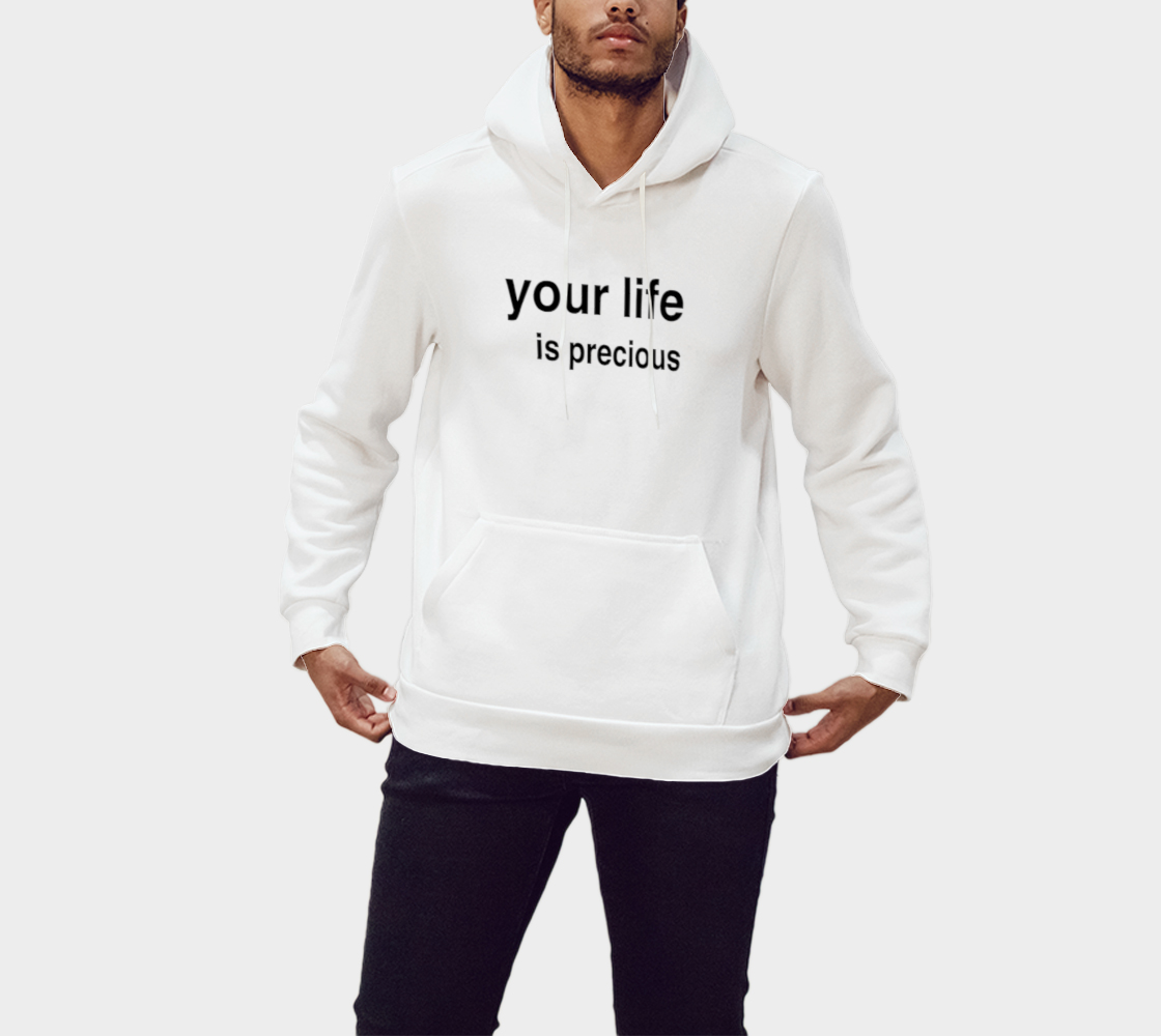 YOUR LIFE IS PRECIOUS Pullover Hoodie (black ink) 3D preview