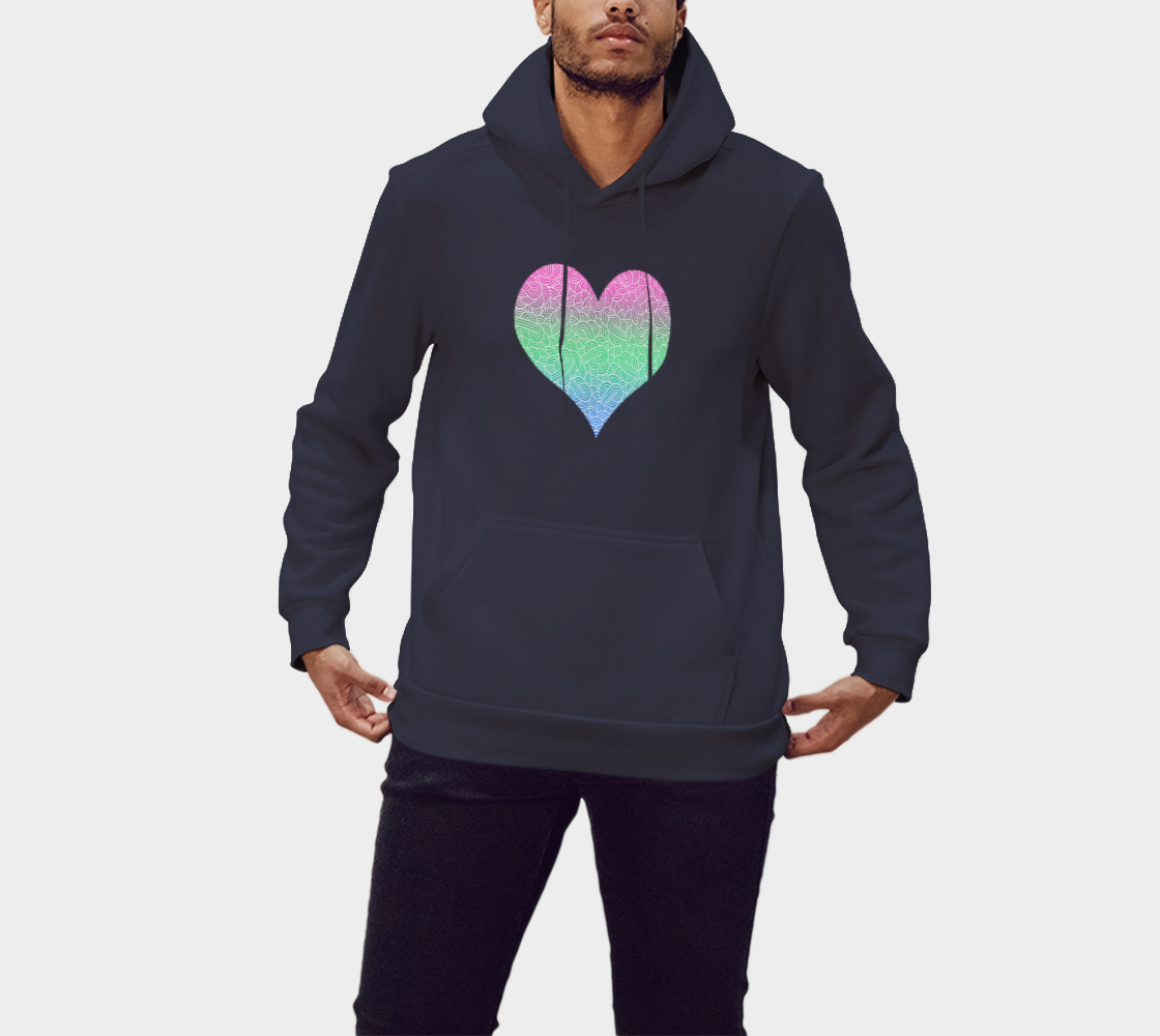 Ombré polysexual colours doodles heart Pullover Hoodie preview