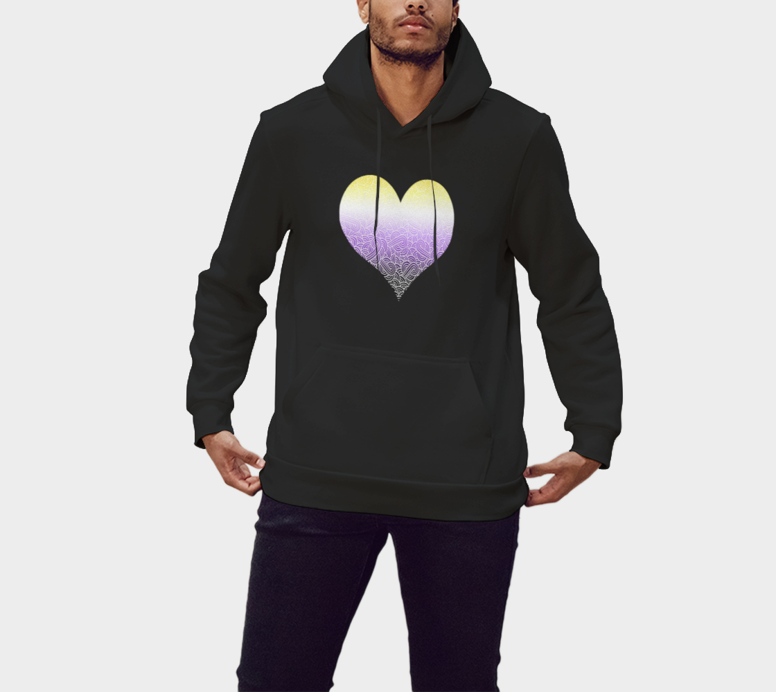 Ombré non-binary colours doodles heart Pullover Hoodie preview