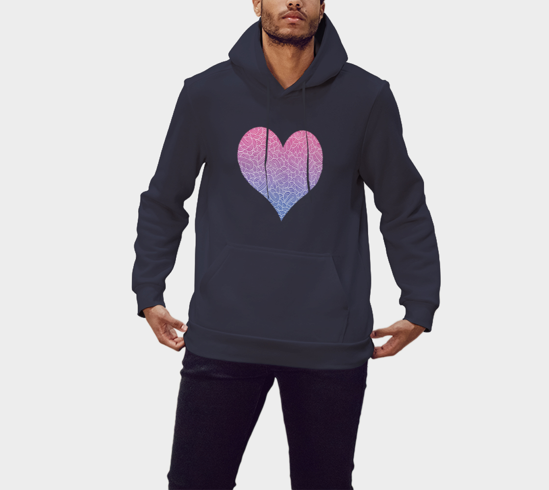 Ombré bisexual colours doodles heart Pullover Hoodie preview