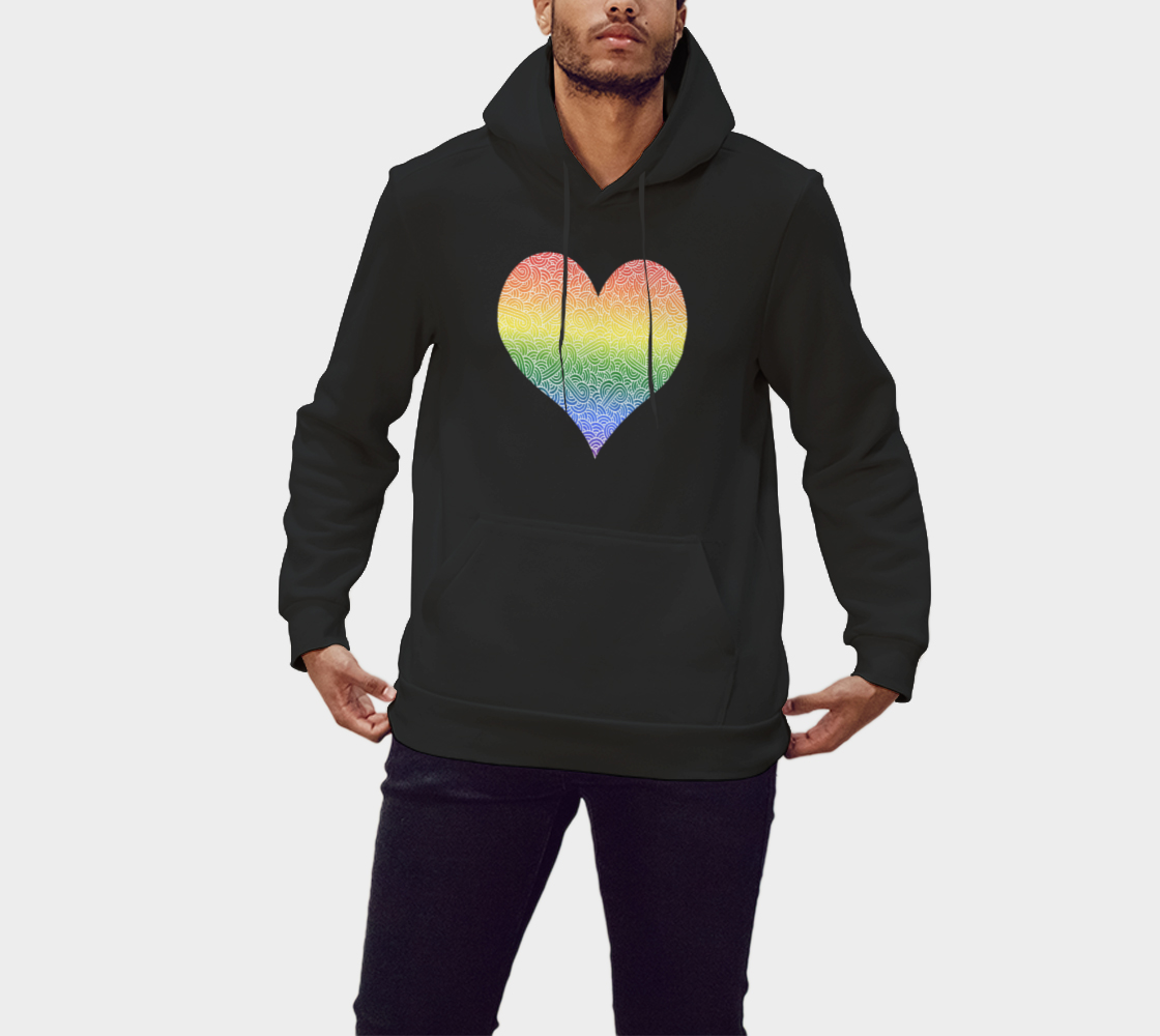 Ombré LGBTQ colours doodles heart Pullover Hoodie preview