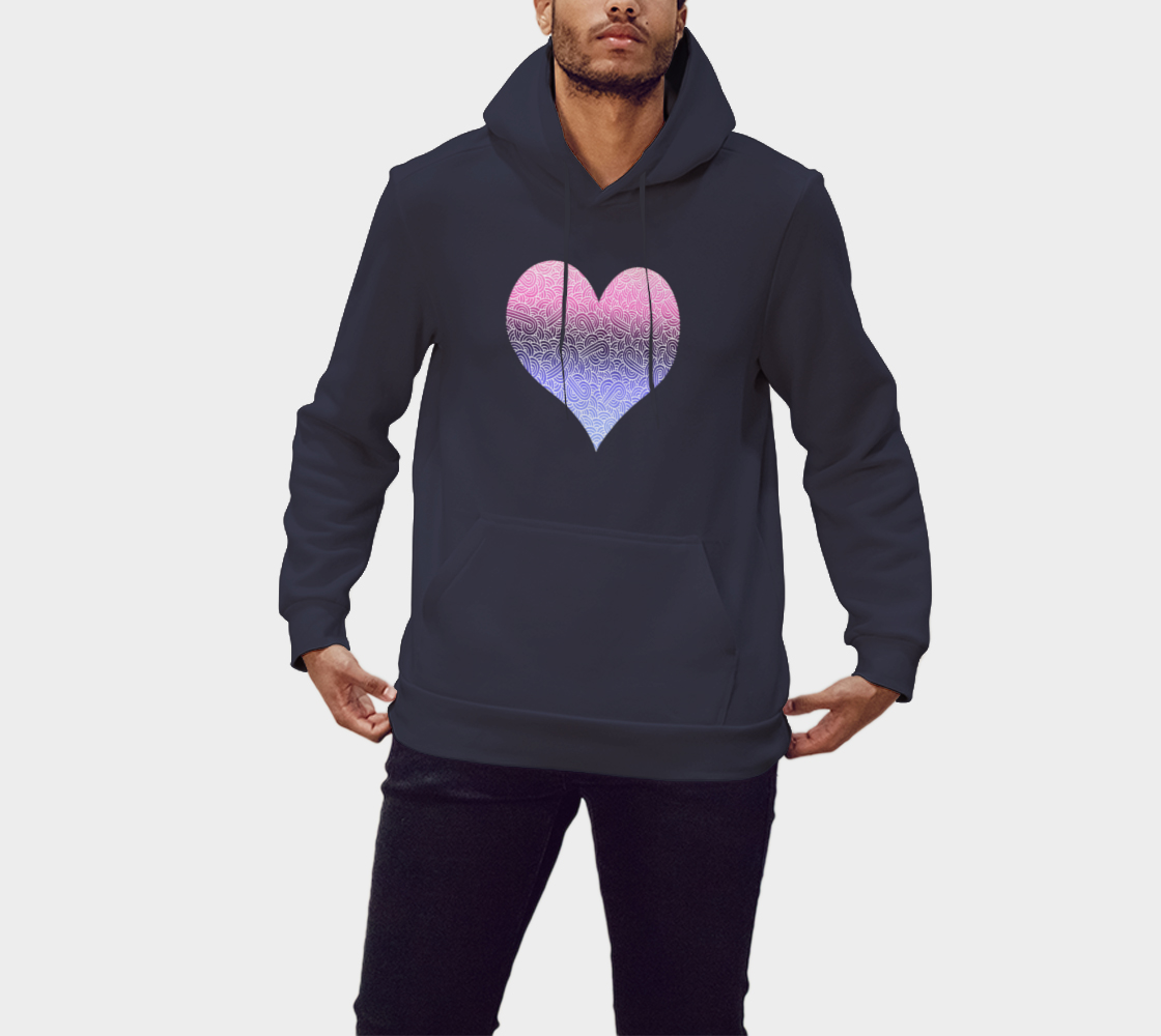 Ombré omnisexual flag and white swirls doodles heart Pullover Hoodie preview