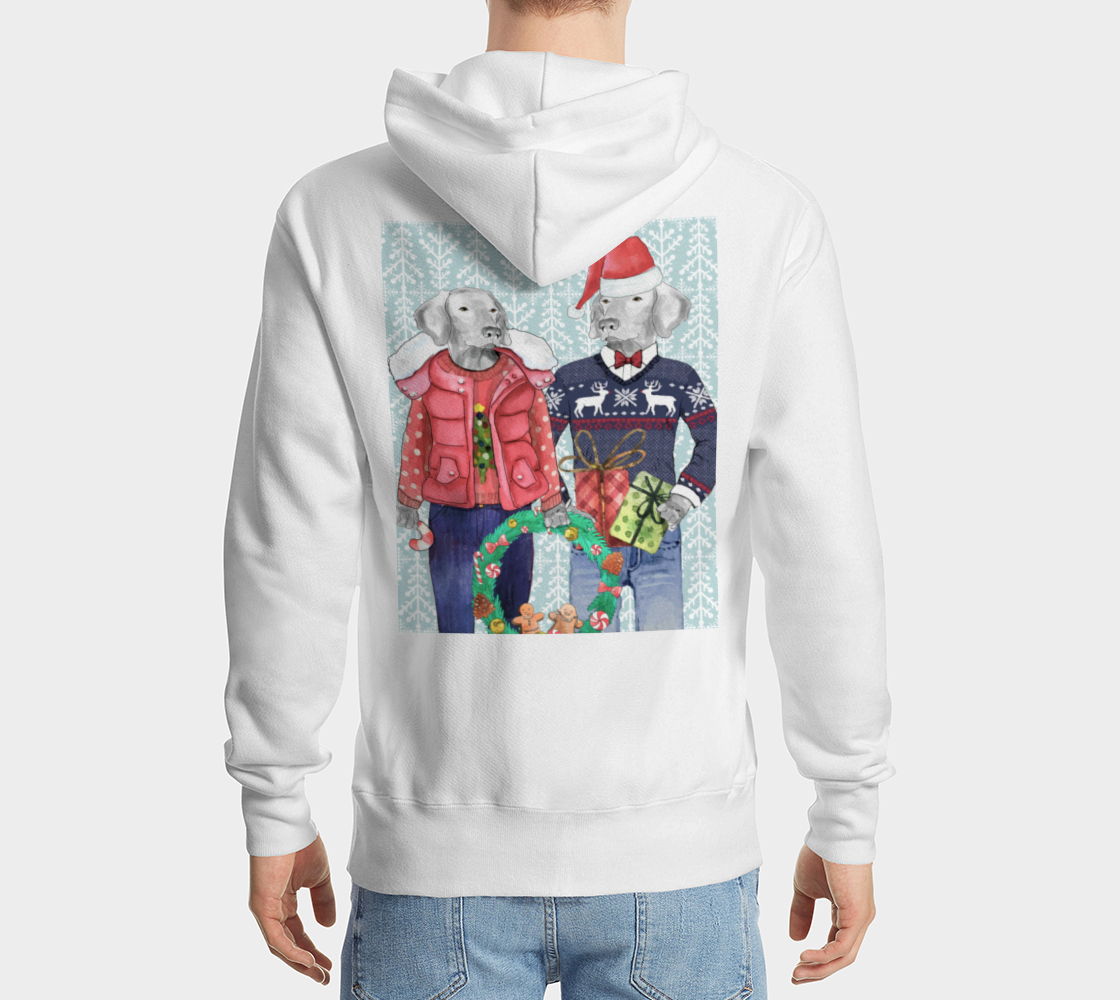 WEIMARANER XMAS SWEATER COUPLE HOODIE preview #2
