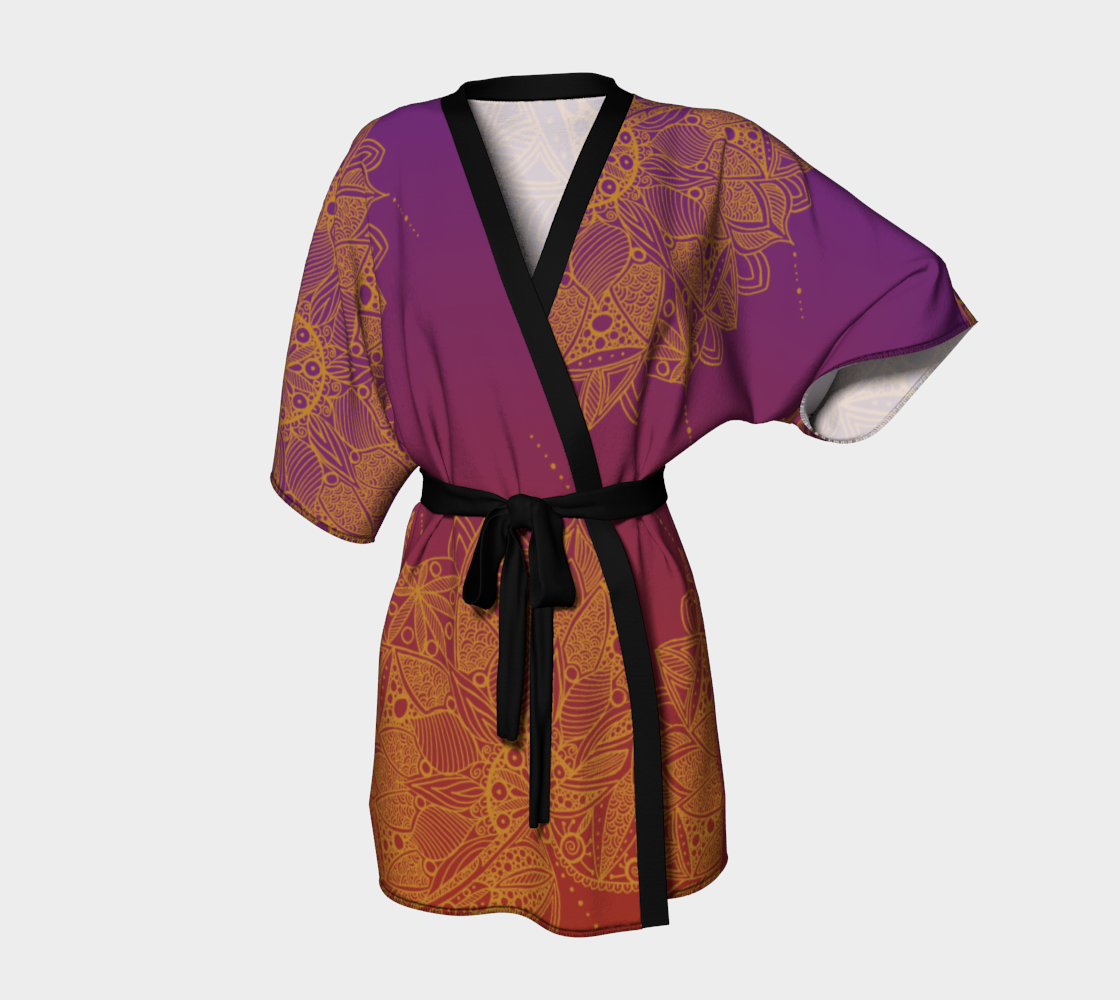 Red and Purple Mandala Pattern Kimono Robe preview