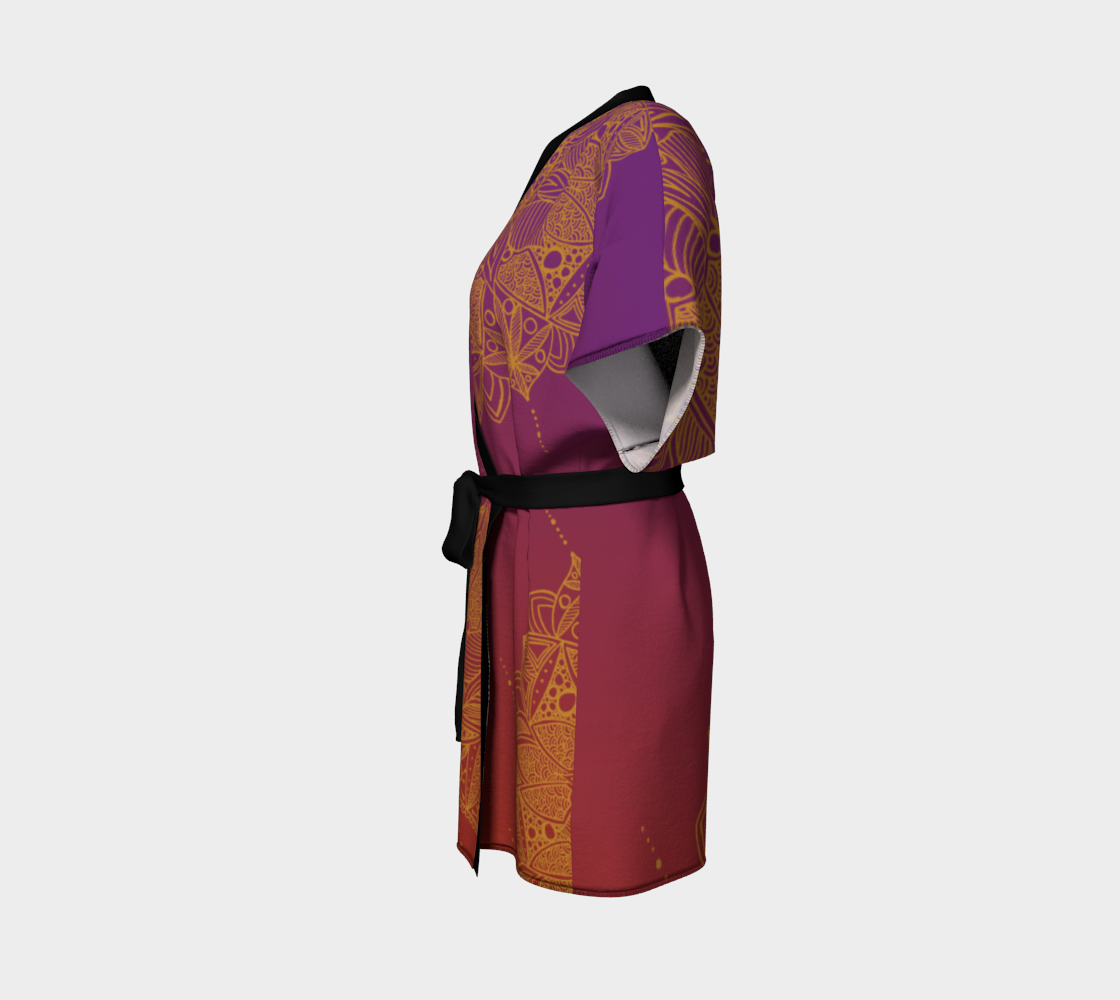 Red and Purple Mandala Pattern Kimono Robe preview #2