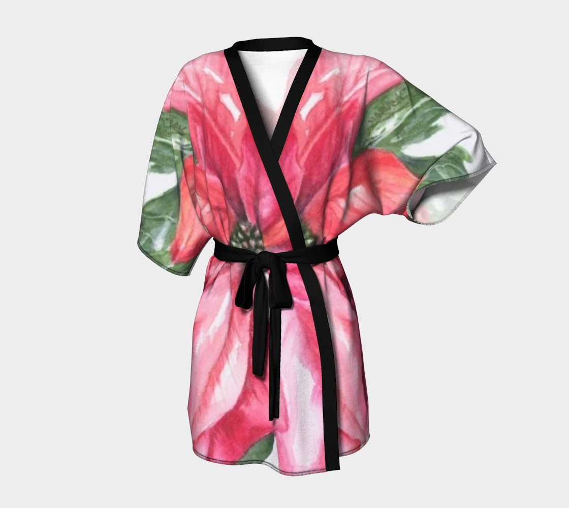 Red Poinsettia Kimono Robe preview #1