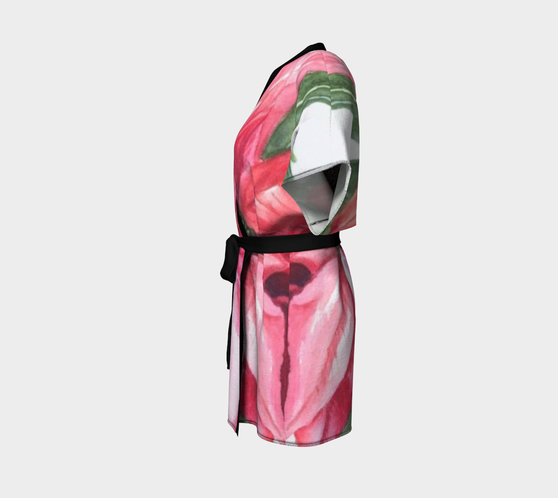 Red Poinsettia Kimono Robe preview #2