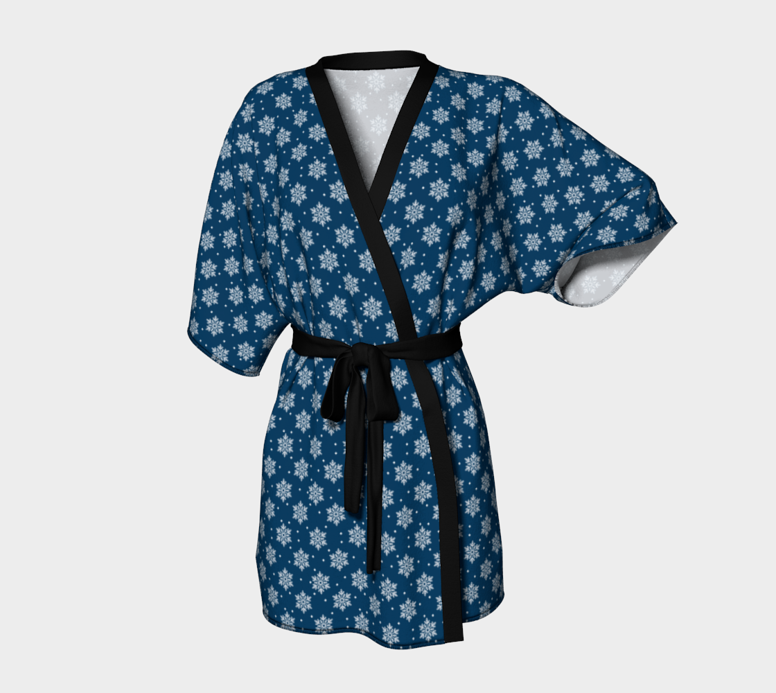 Holiday Snowflakes On Blue Kimono preview