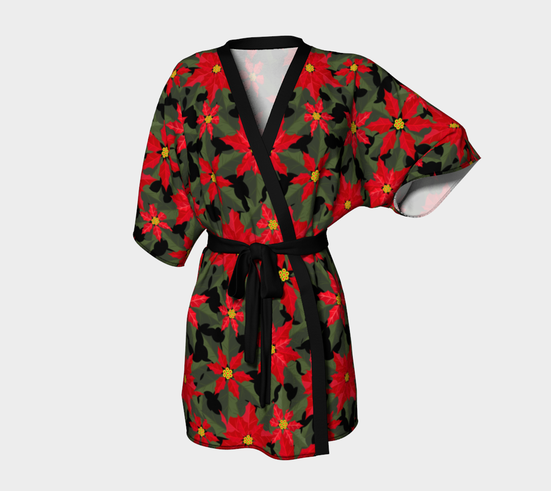 Christmas Red Poinsettias Pattern Kimono preview