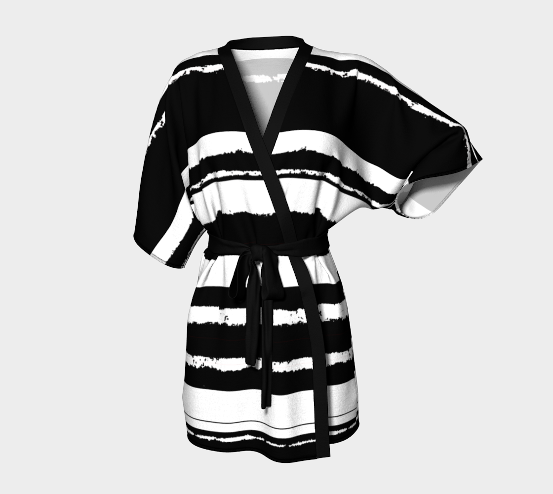 Aperçu de Kimono Robe Bandes Blanc/Noir