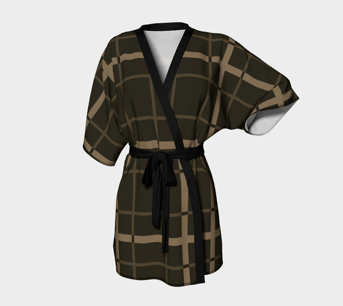 Aperçu 3D de Kimono Robe Abstrait Carreaux Marron