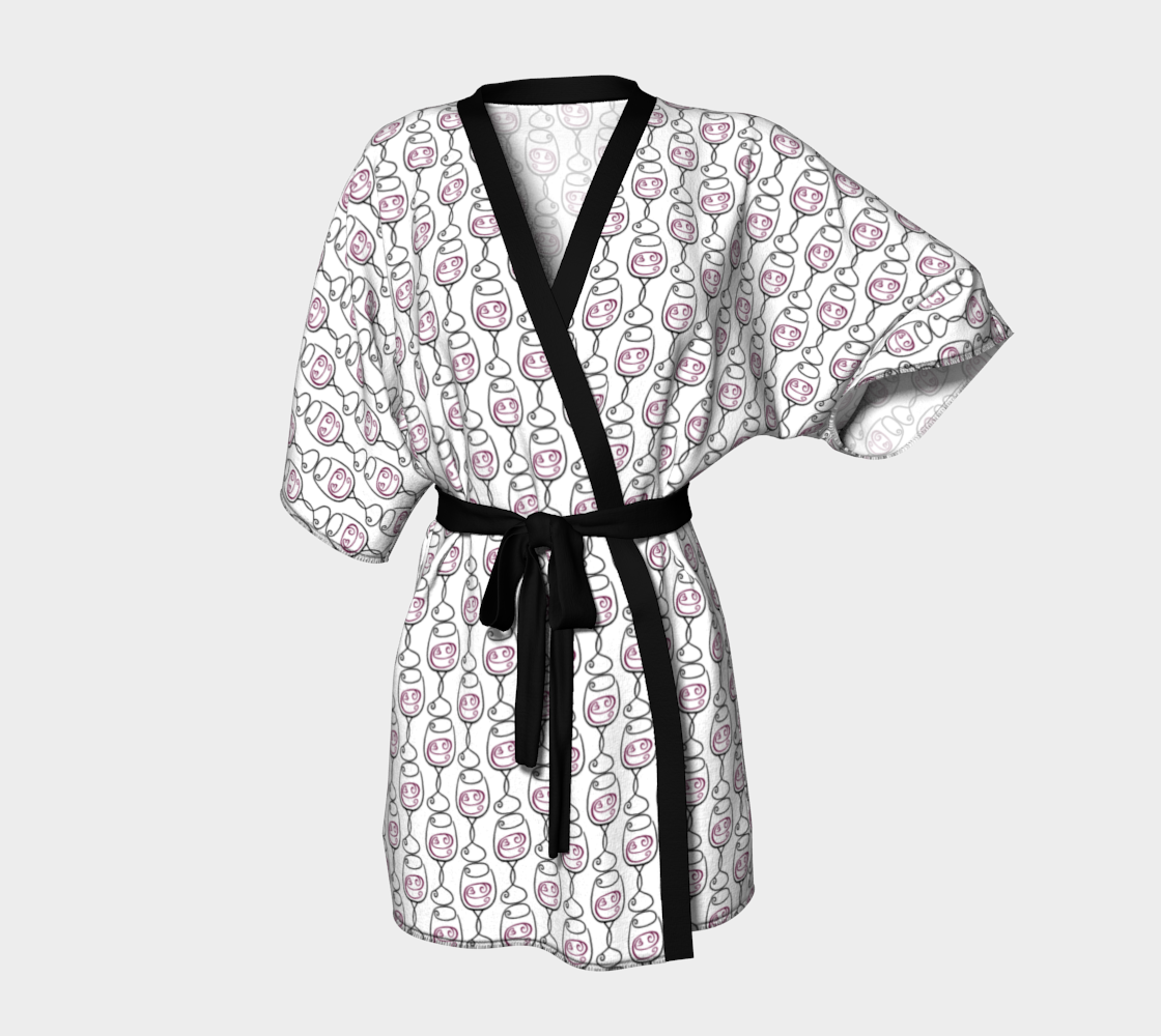 Aperçu 3D de Wine is Always a Good Idea Patterned Kimono Robe