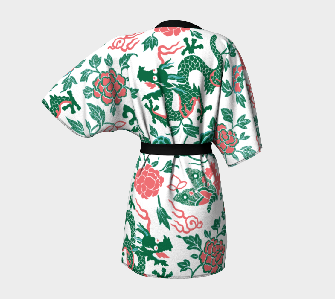 Pink and Green Dragons and Flowers preview #4
