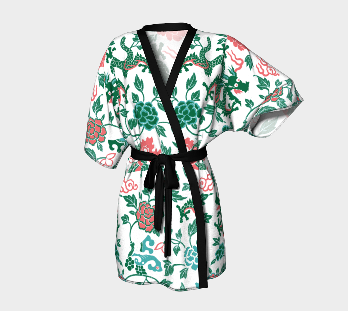 Pink and Green Dragons and Flowers preview #1