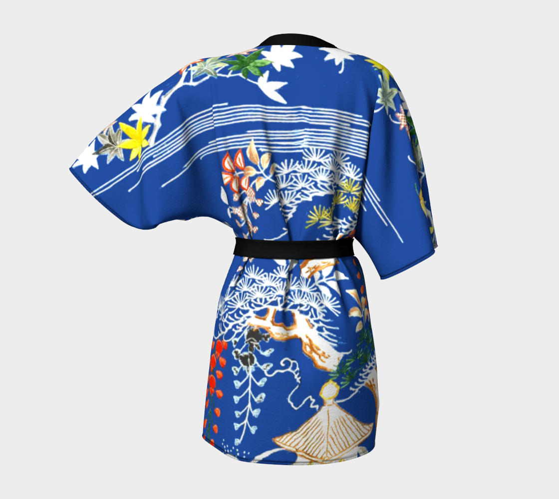 Vintage Antique Bright Blue Kimono preview #4