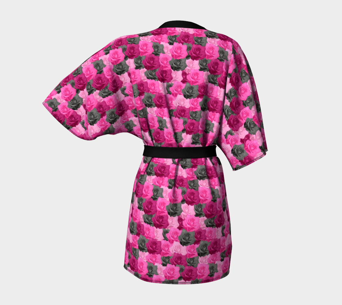Pink Roses Kimono Robe Miniature #5