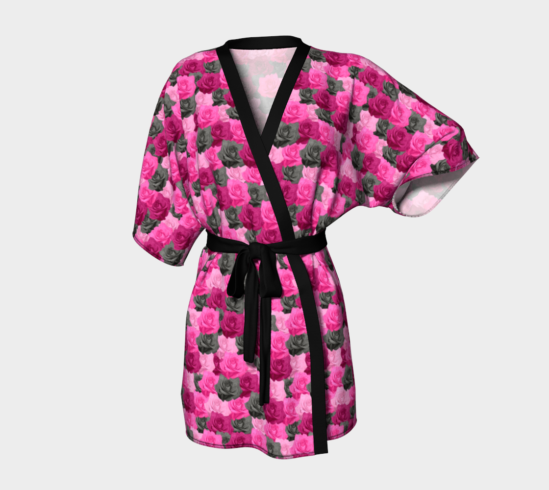 Aperçu de Pink Roses Kimono Robe