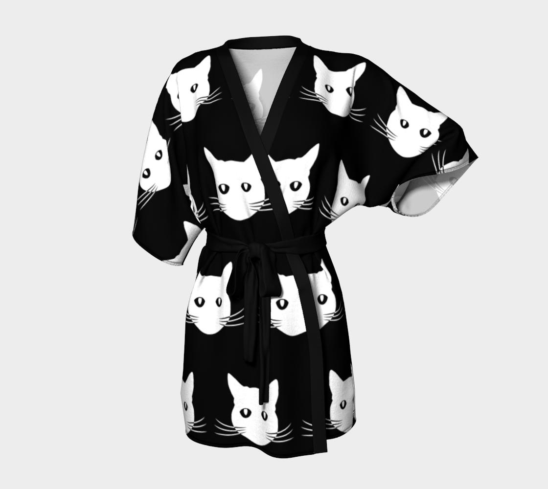 Aperçu de White Cat Pattern - Kimono Robe