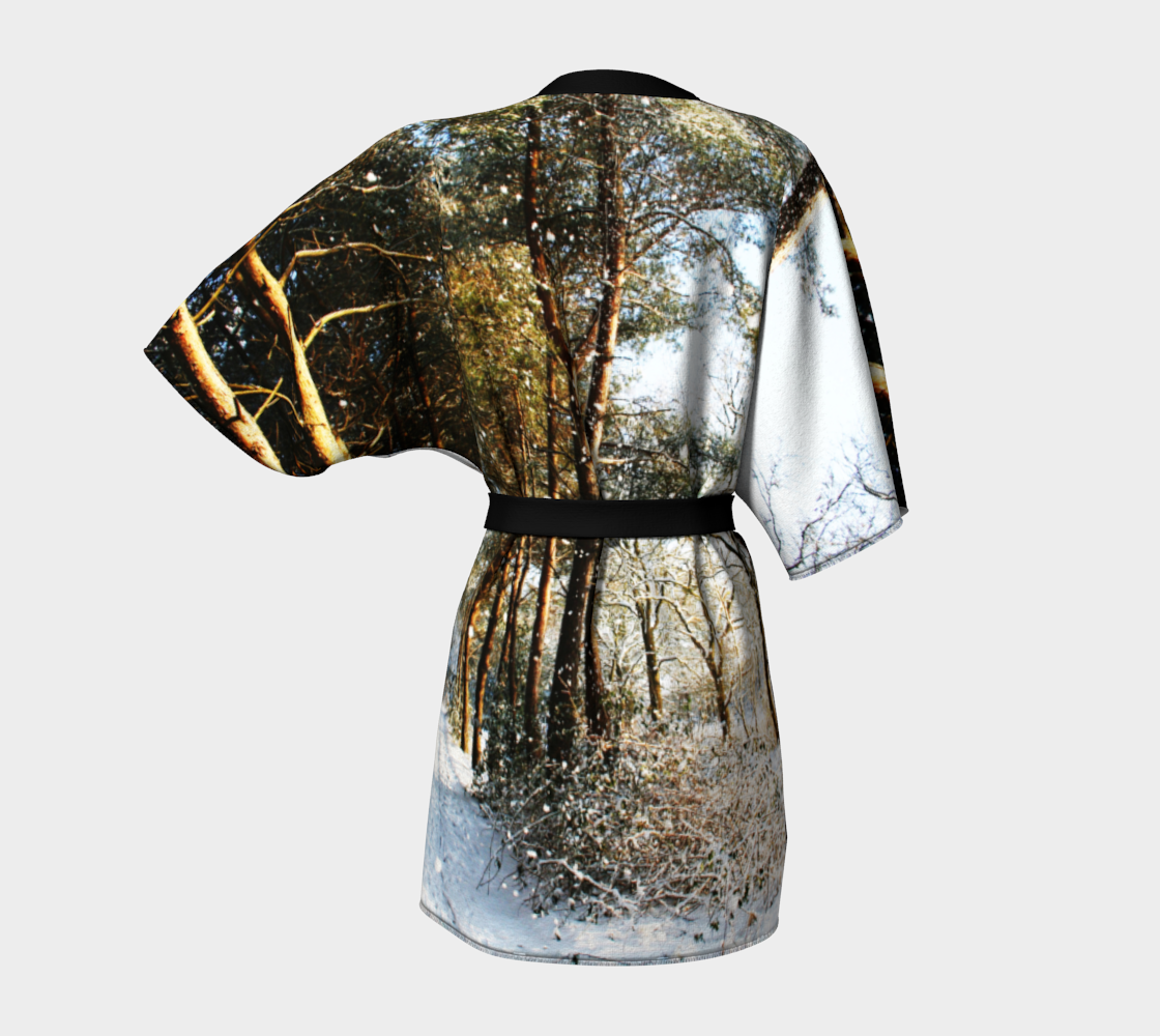 Forest Snow Scene Kimono Robe preview #4