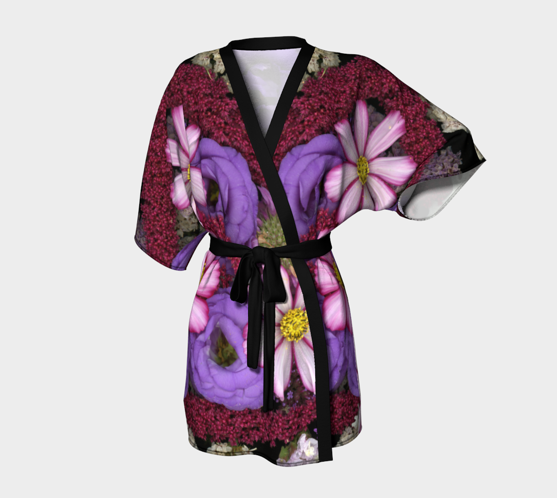 Aperçu de Kimono Robe * Multicolor Floral Ladies Bathrobe * Flowered Swimsuit Coverup * Colorful Flowers Kimono * Jade's Heart Design