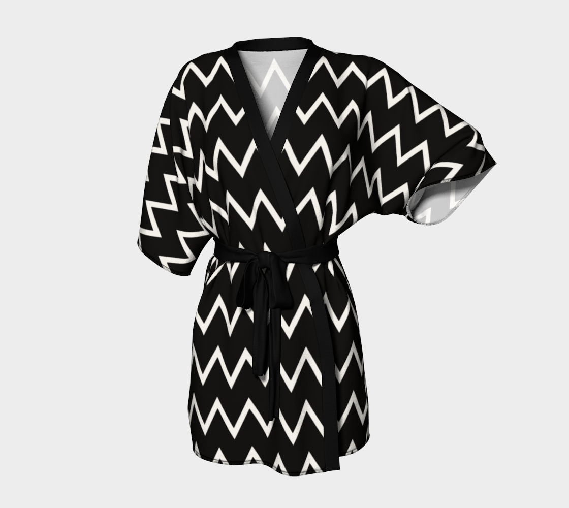 Aperçu de Kimono Peignoir Chevrons Blanc/Noir