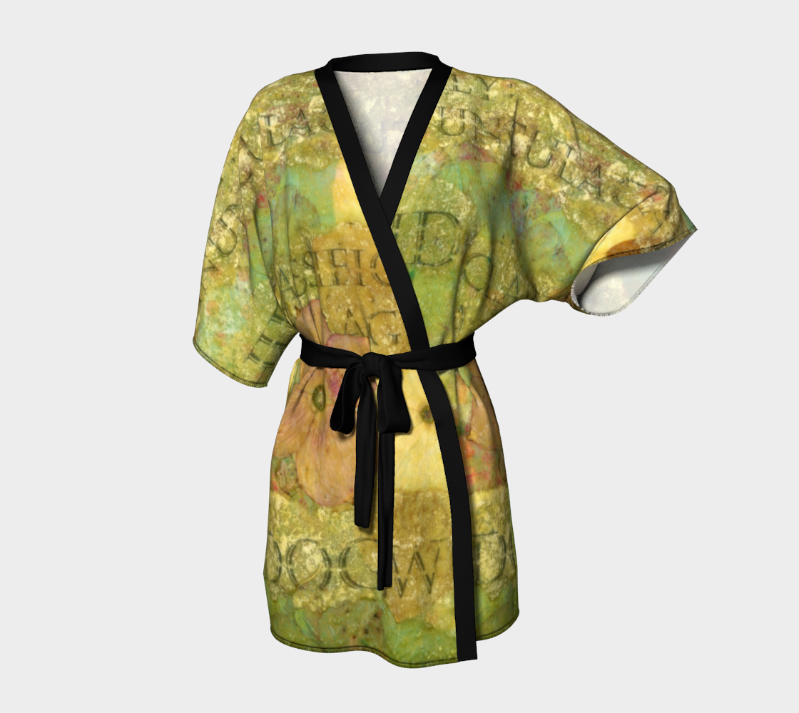Aperçu de Kimono Robe * Vintage Floral Design * Dogwood*Orchid Blossoms * Bathrobe for Women