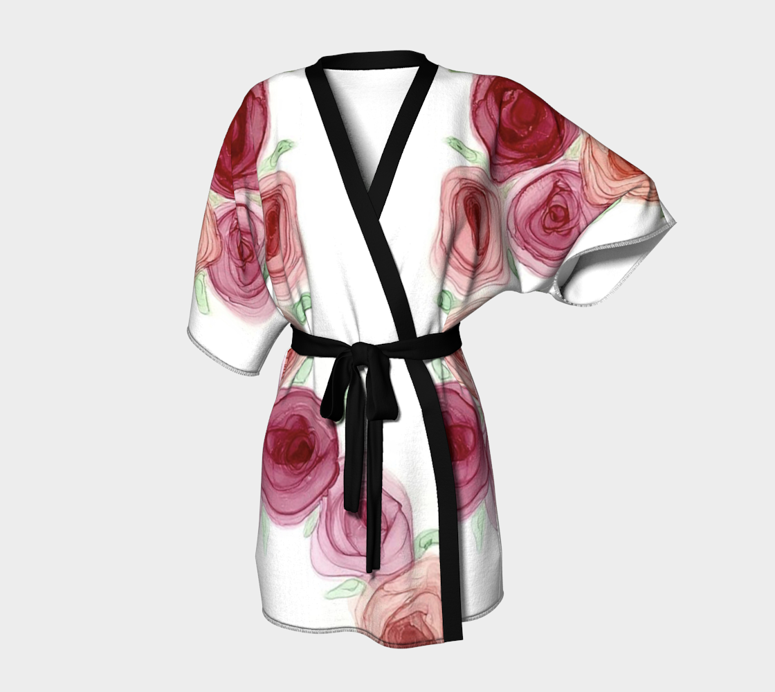 Rosy Red Roses Kimono Robe preview #1