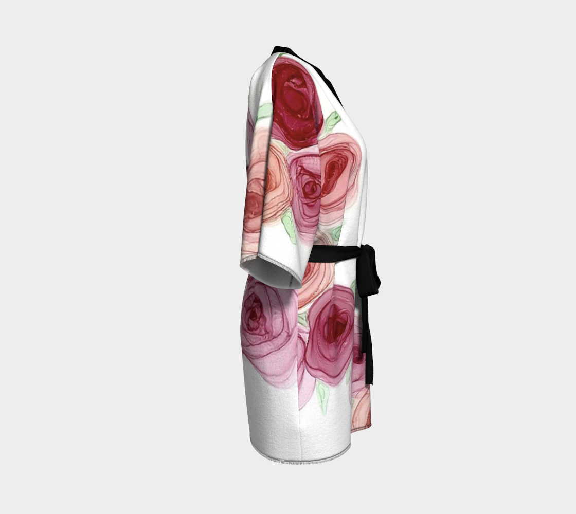 Rosy Red Roses Kimono Robe preview #3