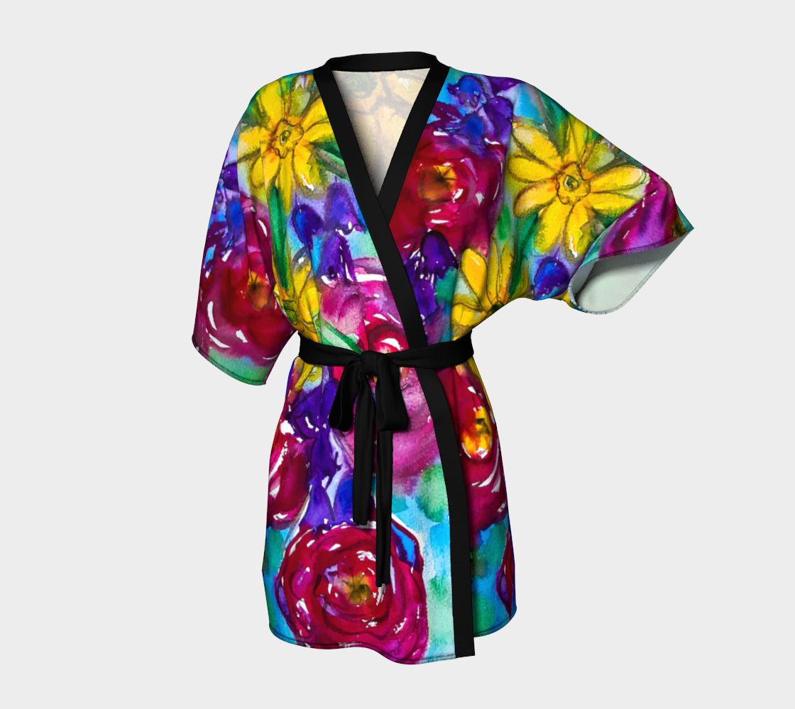 Bright Florals Kimono Robe 3D preview