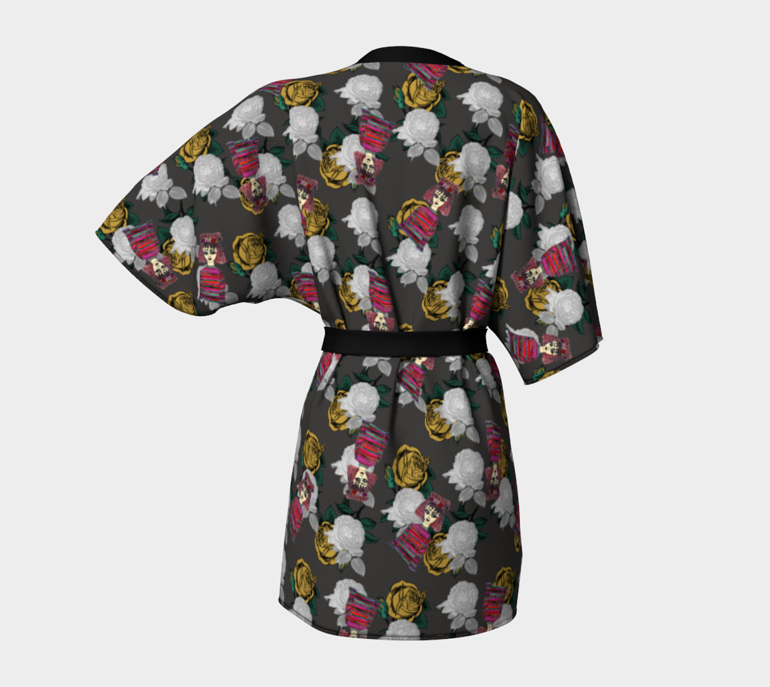 Aperçu de vintage floral and goth girl grey bg #4
