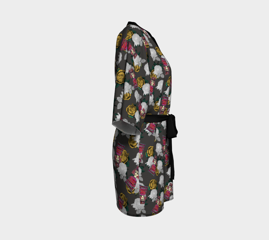 Aperçu de vintage floral and goth girl grey bg #3